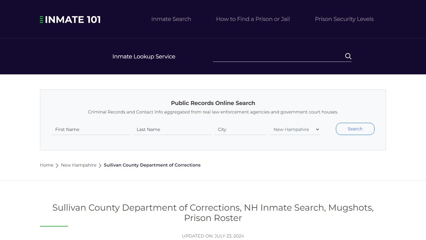 Sullivan County Department of Corrections, NH Inmate Search, Mugshots ...