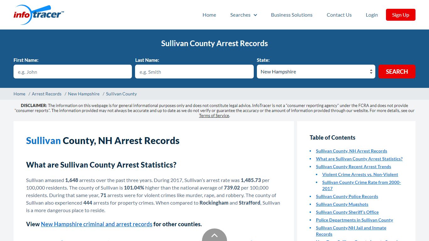 Sullivan County, NH Arrests, Mugshots & Jail Records - InfoTracer